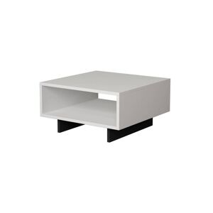 Menzzo Table basse carree bois blanc et anthracite Blanc 60x32x60cm