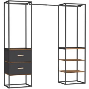 SONGMICS Armoire ouverte acier panneau mdf tissu marron rustique - Publicité