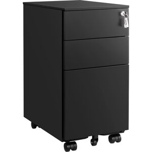 SONGMICS Caisson de bureau mobile 3 tiroirs en acier noir Noir 30x59x46cm