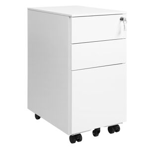 SONGMICS Caisson de bureau mobile 3 tiroirs en acier blanc Blanc 30x59x46cm