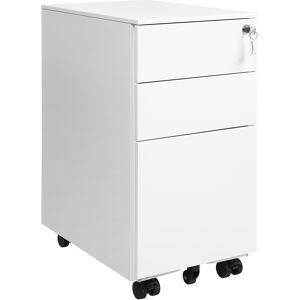 SONGMICS Caisson de bureau mobile 3 tiroirs en acier blanc