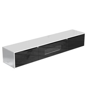 Urban Meuble Meuble TV brillance noir et blanc avec eclairage LED a couleur 180x30