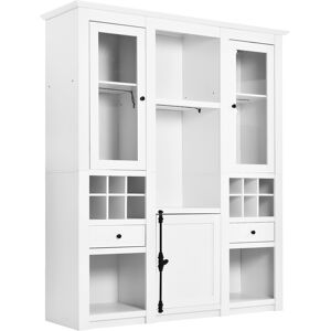 Urban Meuble Buffet haute blanc vitrine rangement avec eclairage LED