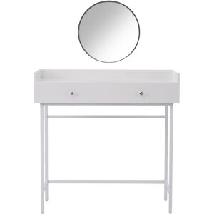 Urban Meuble Coiffeuse blanc avec miroir et 1 tiroir structure en metal blanc