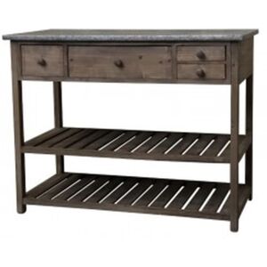 CHEMIN DE CAMPAGNE Buffet en bois et zinc marron et gris 102 x 50 x 79 cm