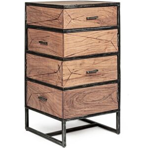 Hellin Chiffonnier en bois d'acacia et metal 4 tiroirs