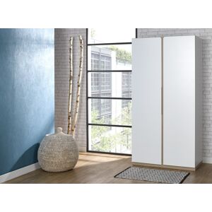 Nateo Concept Armoire 2 portes PRADO – Blanc/Chêne