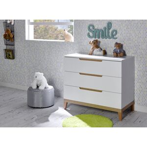 Nateo Concept Commode 3 tiroirs VOLT  – Blanc/Hêtre