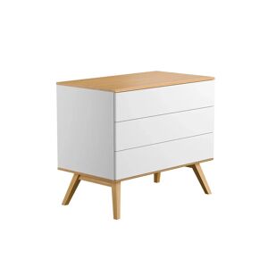 Nateo Concept Commode 3 tiroirs NATURE - Blanc/Chene