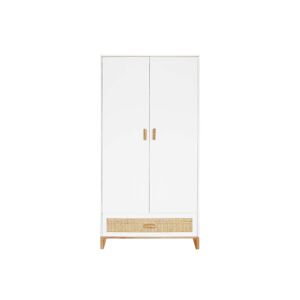 Nateo Concept Armoire 2 portes 1 tiroir NAMI Cannage Rotin - Blanc