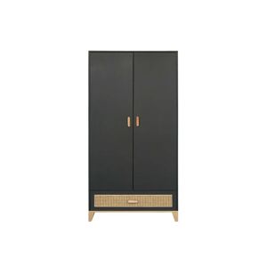 Nateo Concept Armoire 2 portes 1 tiroir NAMI Cannage Rotin - Noir