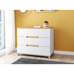 Nateo Concept Commode 3 tiroirs ALBI - Blanc/Chêne