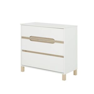 Nateo Concept Commode 3 tiroirs ETHAN – Blanc et Bois