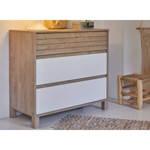 Nateo Concept Commode 3 tiroirs NINO - Chene/Blanc