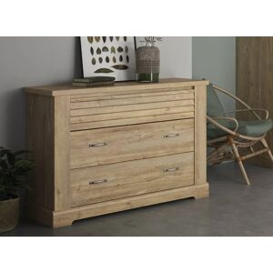 Nateo Concept Commode 3 tiroirs BALYSS - Chataignier Blanchi