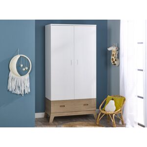 Nateo Concept Armoire 2 portes 1 tiroir EKKO ? Blanc/Chene