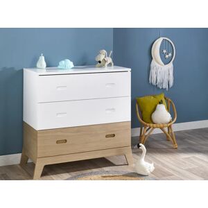 Nateo Concept Commode 3 tiroirs EKKO ? Blanc/Chene