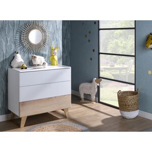 Nateo Concept Commode 3 tiroirs HAXO a Blanc/Pin