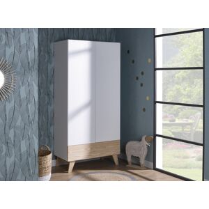 Nateo Concept Armoire 2 portes 1 tiroir HAXO – Blanc/Pin - Publicité