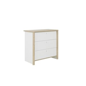 Nateo Concept Commode 3 tiroirs OLYMPE - Blanc/Bois