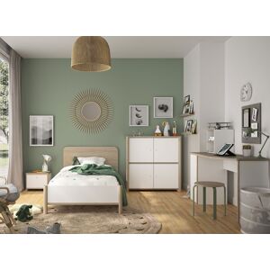 Nateo Concept Bureau avec caisson de rangement OLYMPE - Blanc/Bois