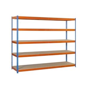 SimonRack Simonforte Chipboard 5 plateaux de 400 kgs par plateau couleur BLEU/ORANGE/BOIS 2000x2400x600 mm (haut x largeur x profondeur)