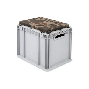 PROREGAL Bac Euro NextGen Seat Box Camouflage   HxLxP 36,5x30x40cm, 30 litres   Poignées rouges ouvertes   coffre de Rangement, coffre Siège - Publicité