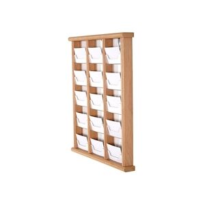 Porte-cartes de visite en bois – 43 cm – 15 cases – bois/plastique – naturel – VKF Renzel