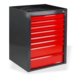 PROREGAL Armoire à tiroirs KOBRA avec 8 tiroirs   HxLxP 90x71x55cm   anthracite/rouge - Publicité