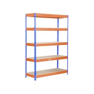 SimonRack Bricoforte Chipboard 5 plateaux de 300 kgs par plateau couleur BLEU/ORANGE/BOIS 2000x1000x600 mm (haut x largeur x profondeur)