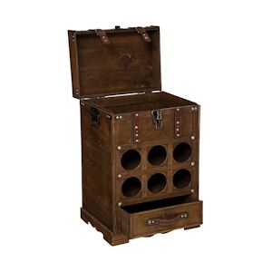 Atmosphera Coffre mini Bar rétro en bois 6 cases à bouteilles H 58.5 cm - Publicité