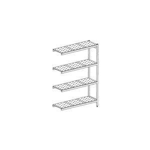 Distform Rayonnage en Acier Inoxydable d'Angle Clayettes Perforées 5020 à 5920 mm 4 Niv P500 ' Acier inoxydable 5720x500x5