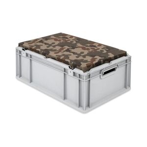 PROREGAL Bac Euro NextGen Seat Box Camouflage   HxLxP 26,5x40x60cm, 44 litres   Poignées rouges ouvertes   coffre de Rangement, coffre Siège - Publicité