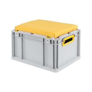 PROREGAL Bac Euro NextGen Seat Box Jaune   HxLxP 26,5x30x40cm, 20 litres   Poignées rouges ouvertes   coffre de Rangement, coffre Siège, empilable - Publicité