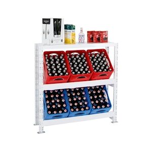 PROREGAL Étagère caisses à boissons TEGERNSEE XL, HxLxP 110x110x30cm, jusqu'à 6 boîtes + Planche, Blanc, Porte-caisses, support bouteilles
