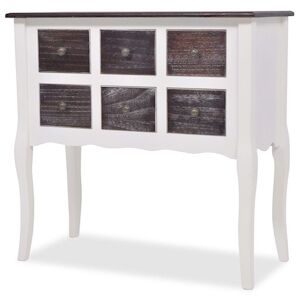 HELLOSHOP26 - Buffet bahut armoire console meuble de rangement de 6 tiroirs marron et blanc bois 4402300 - Publicité