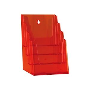 Quadruple porte-brochures – pour 4x A5 - Orange/transparent – polystyrène – 25 cm – VKF Renzel