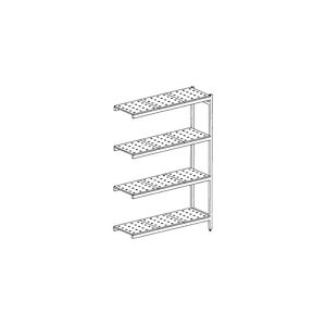 Distform Rayonnage en Acier Inoxydable d'Angle Clayettes Perforées 6020 à 6520 mm 4 Niv P500 ' Acier inoxydable 6420x500x5