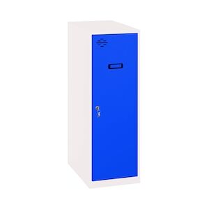 SimonRack Vestiaire métallique Single mini démonté 1 porte BLANC/BLEU 915x300x500 mm (haut x largeur x profondeur)