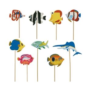 MONDO DECO Poissons Assortis Bois Artisanat Bois Multicolore Hauteur : 3,5 cm x 200 Mondo Déco