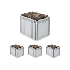 PROREGAL 4x Bac Euro NextGen Seat Box Camouflage   HxLxP 36,5x30x40cm, 30L   Poignées rouges fermées   coffre de Rangement - Publicité