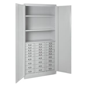 PROREGAL Armoire à tiroirs CHINCHILLA avec 27 tiroirs + 3 étagères   HxLxP 179x80x41cm   Gris - Publicité