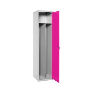 SimonRack Vestiaire métallique 1 porte INITIEL démonté avec diviseur interne GRIS/ROSE 1800x400x500 mm (haut x largeur x profondeur)