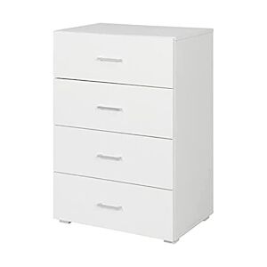 King Home Commode 4 tiroirs plaquée 60x41x87h cm Blanc