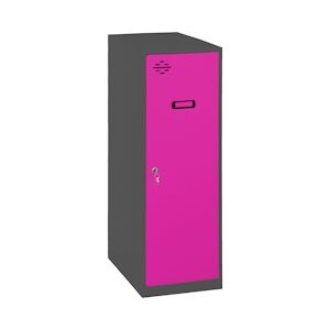 SimonRack Vestiaire métallique Single mini démonté 1 porte ANTHRACITE/ROSE 915x300x500 mm (haut x largeur x profondeur)