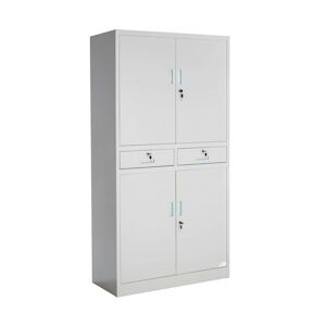 HELLOSHOP26 armoire métallique étagère meuble 2 compartiments + 2 tiroirs gris 0508079