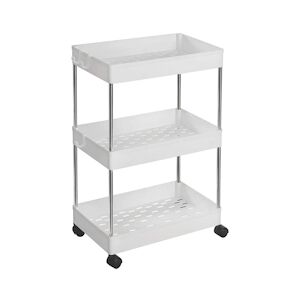 HELLOSHOP26 chariot de rangement sur roulettes étagère mobile 3 niveaux gain de place pour salle de bain cuisine bureau 40 x 22 x 60 cm blanc