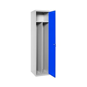 SimonRack Vestiaire métallique 1 porte INITIEL démonté avec diviseur interne GRIS/BLEU 1800x500x500 mm (haut x largeur x profondeur)