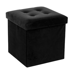 Atmosphera 2 en 1 Pouf pliant et coffre de rangement Velours Noir 38 x 38 cm - Publicité