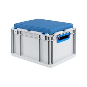 PROREGAL Bac Euro NextGen Seat Box bleu   HxLxP 26,5x30x40cm, 20 litres   Poignées rouges ouvertes   coffre de Rangement, coffre Siège, empilable - Publicité